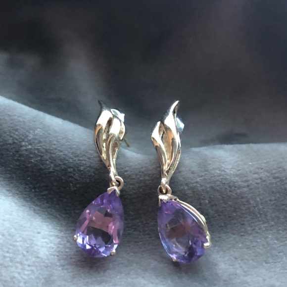 14k amethyst drop earrings - Picture 2 of 14